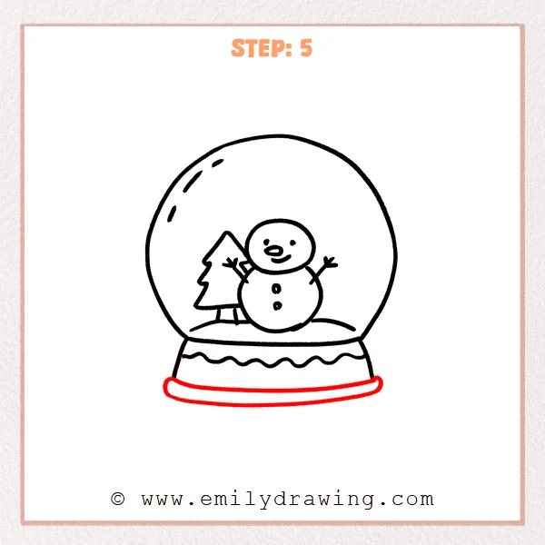 how to draw a snow globe - Step 5